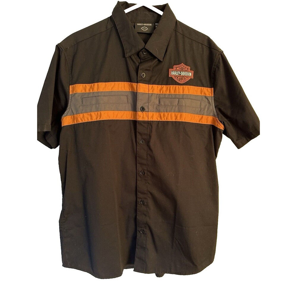 Harley Davidson Men's Performance Short Sleeve Shirt Colorblocked Black Size Lg